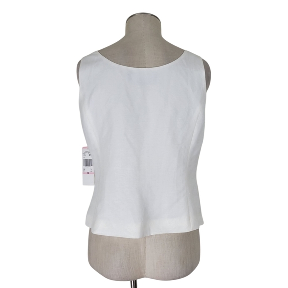 Kasper 3 Piece Pant Suit Size 10 White Khaki Embrodered Blazer Linen Blend New - Picture 8 of 14